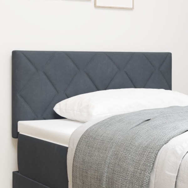 Sänggavel Diamantblock Design Mörkgrå 90 cm Sammet