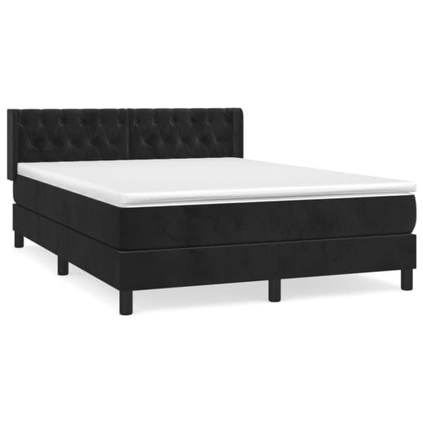 Ramsäng med madrass svart 140x190 cm sammet