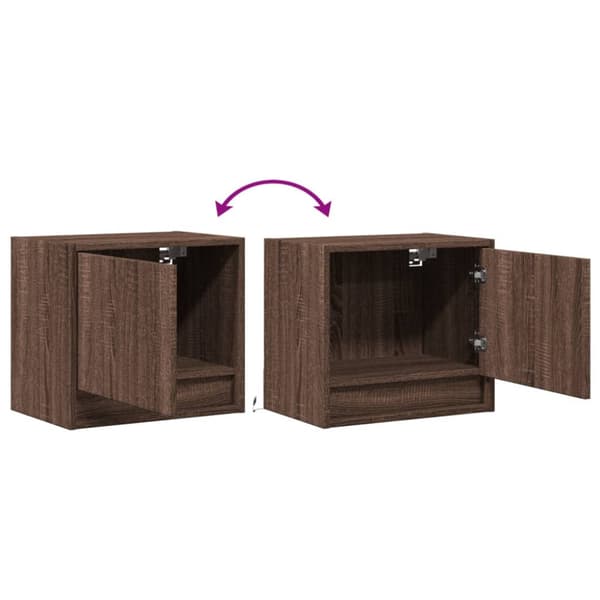 Väggmonterade sängbord med LED-lampor 2 st brun ek