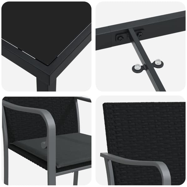 Trädgårdsmöbelset 5 pcs Svart och Grå PE Rattan