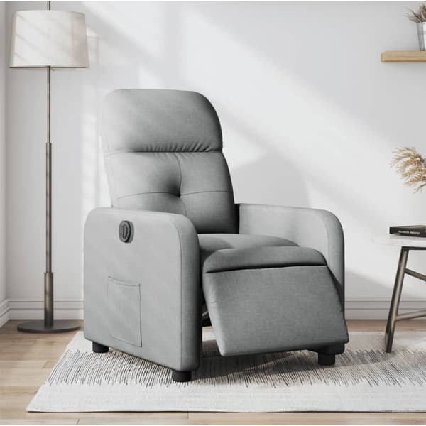 Elektrisk reclinerfåtölj ljusgrå tyg