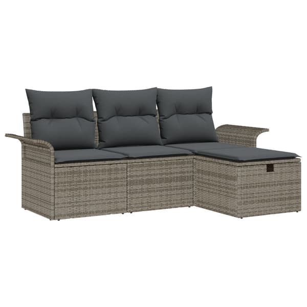 Trädgårdsoffset med kudde med lagring 4 pcs Poly rattan