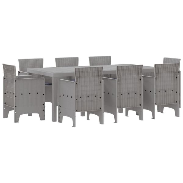 Trädgårdsmöbelset 9 pcs Ljusgrå Polypropylen