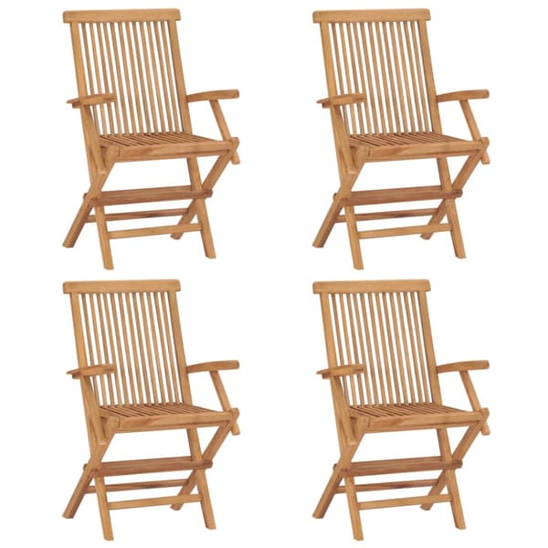 Trädgårdsstolar med beige dynor 4 st massiv teak