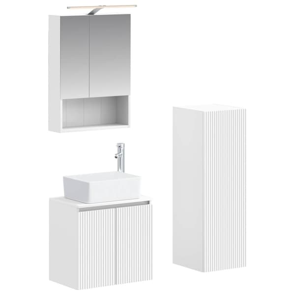 Badrumsmöbelset 4 pcs Vit Konstruerat trä och glas