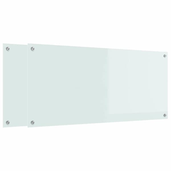 Köksskydd 2 pcs Vit 110 x 50 cm härdat glas
