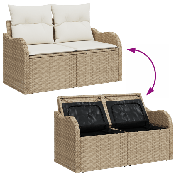 Trädgårdsoffset 7 st 6-Antal sittplatser Beige och gräddfärgad