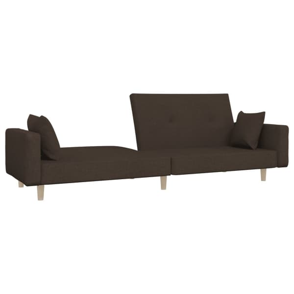 Bäddsoffa 2-sits med två kuddar brun tyg