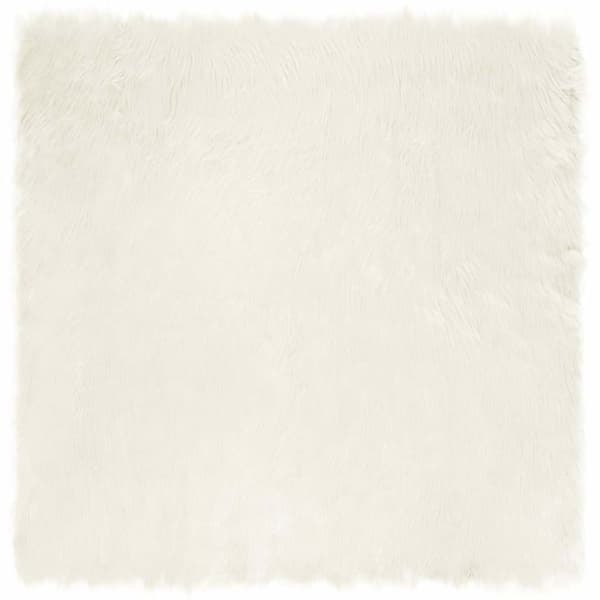 Fuskfäll matta TAFALLA Vit 200 x 200 cm Polyester
