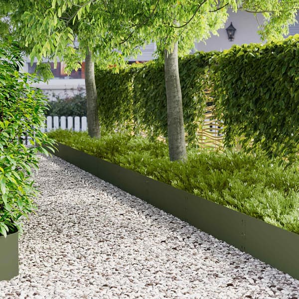 Kant för gräsmatta 30 pcs 100 x 30 cm Stål Olivgrön