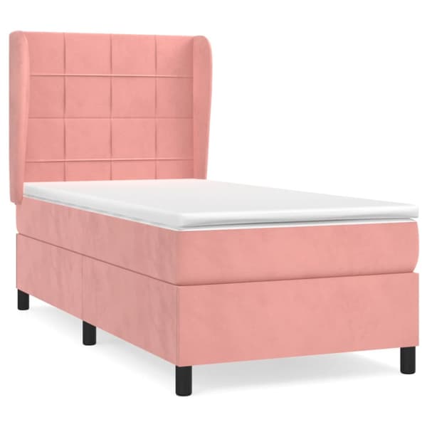 Ramsäng med madrass rosa 80x200 cm sammet