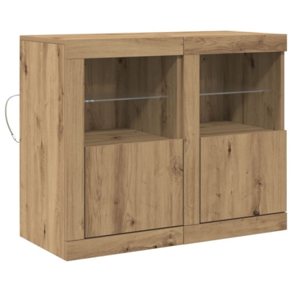 Side Cabinets med LED-lampor 2 st Artisan Ek 41x37x67 cm