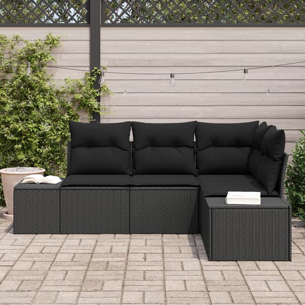 Trädgårdsoffset 4 pcs Svart konstrotting