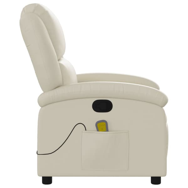 Massagefåtölj gräddvit konstläder