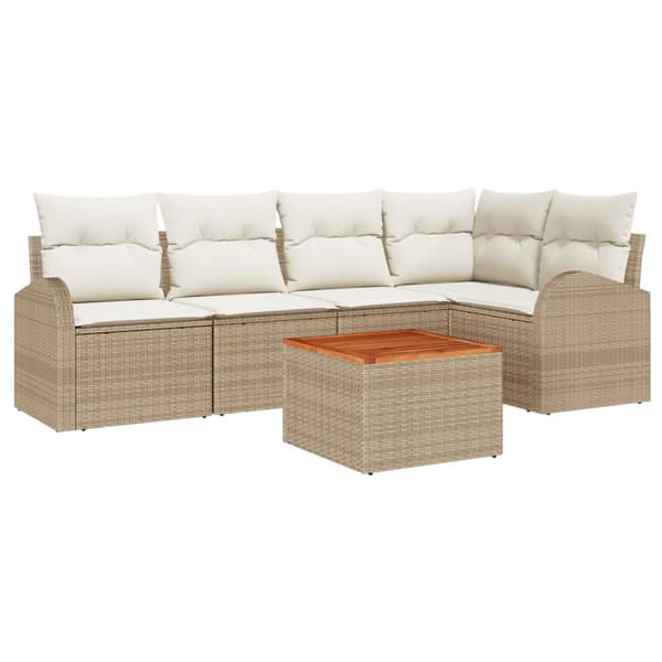 Trädgårdsoffset 6 pcs Beige och gräddfärgad konstrotting