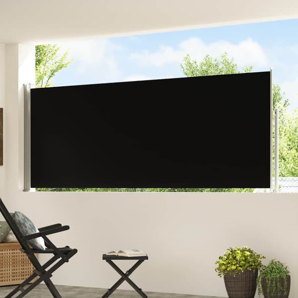 Infällbar sidomarkis 120x500 cm svart