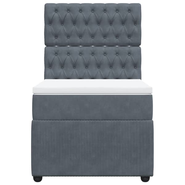 Ramsäng med madrass mörkgrå 100x200 cm sammet
