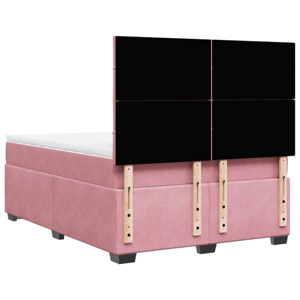 Ramsäng med madrass rosa 140x200 cm sammet