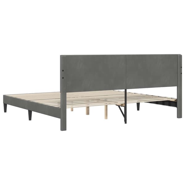 Sängram med huvudgavel Mörkgrå 200 x 200 cm Sammet