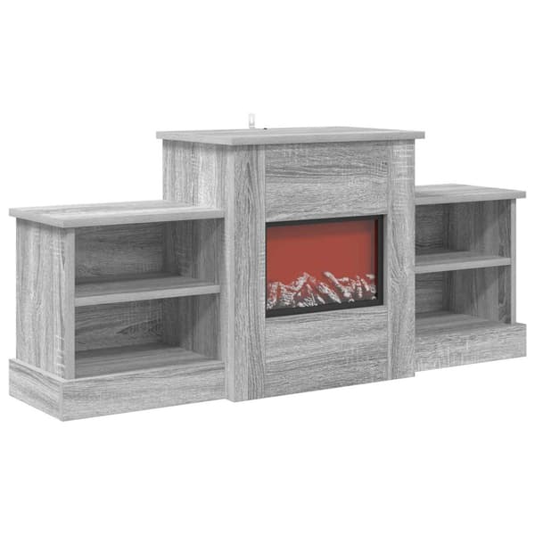 Elektrisk eldstad Grå Sonoma 110 x 30 x 50 cm Konstruerat trä