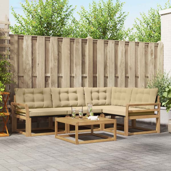 Utomhussoffset 5 pcs Vit och Beige 79 x 79 x 37 cm