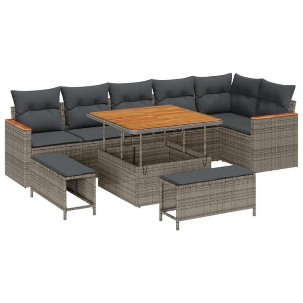 Trädgårdsoffset 9 pcs Grå konstrotting