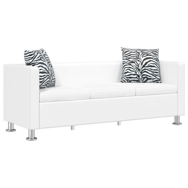 Soffa 3-sits konstläder vit