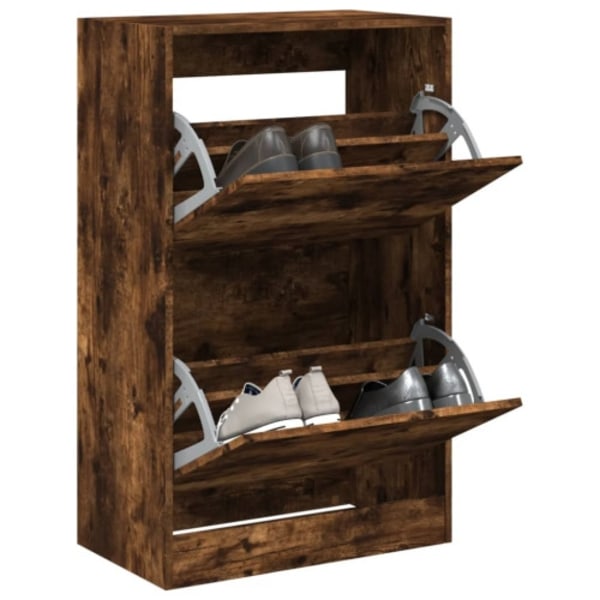 Skoställ rökfärgad ek 60x34x96,5 cm konstruerat trä
