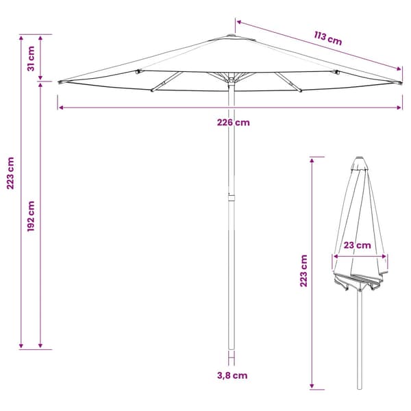Trädgårdsparasol 230 x 230 cm Polyester Rektangulär Blå och Vit