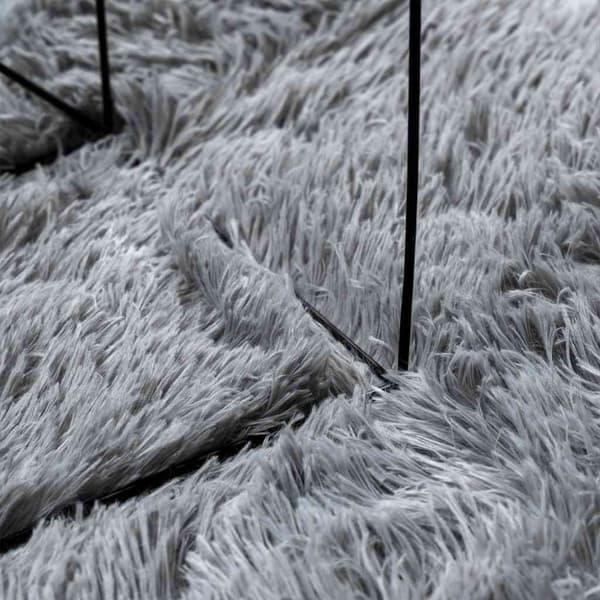 Ryamatta med lång lugg NAVARRA silvergrå 240x240 cm polyester