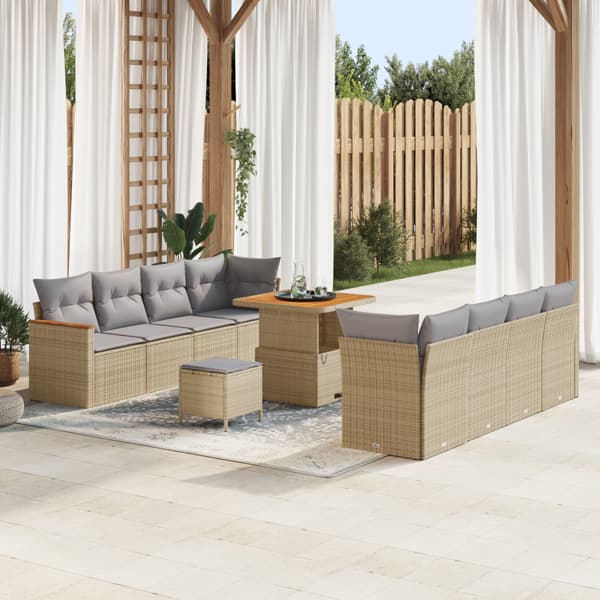 Trädgårdsoffset 11 pcs Beige konstrotting