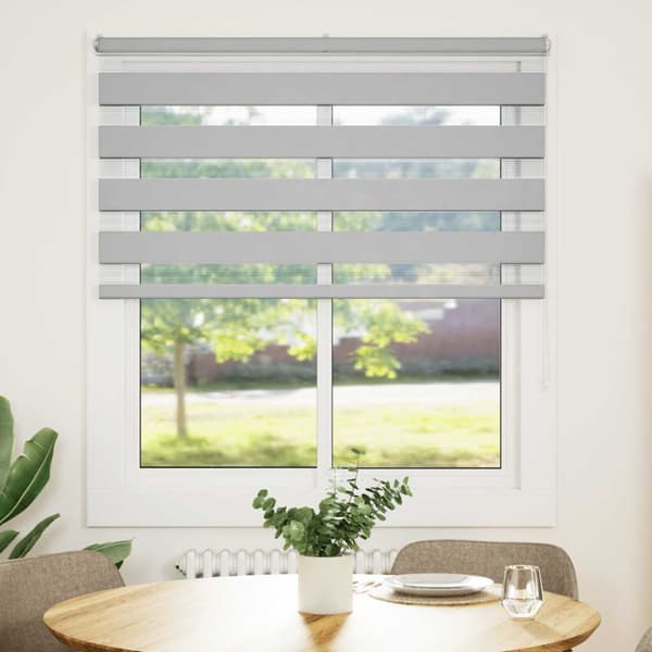 Rullgardin zebra ljusgrå 135x100 cm tyg bredd 130,9cm polyester