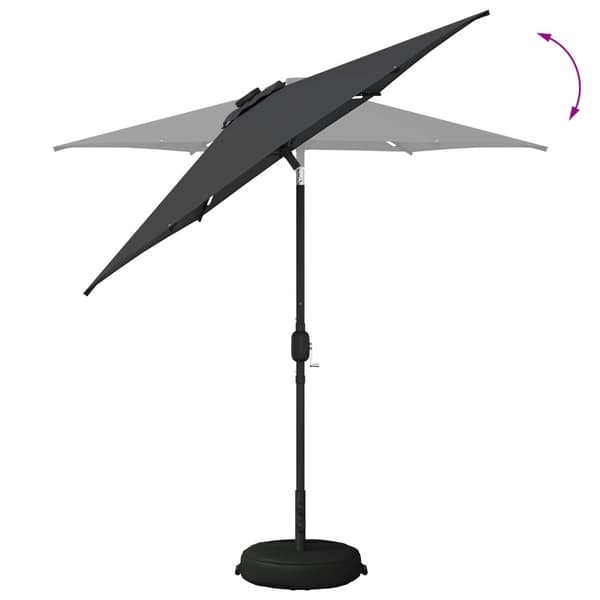 Trädgårdsparasol med LED Lampor 230 x 230 cm Polyester Antracit