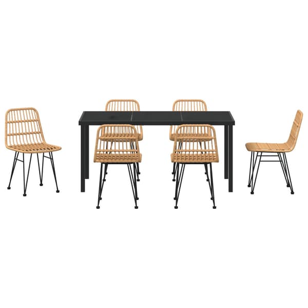 Trädgårdsmöbelset 7 pcs Brun Pulverlackerat stål