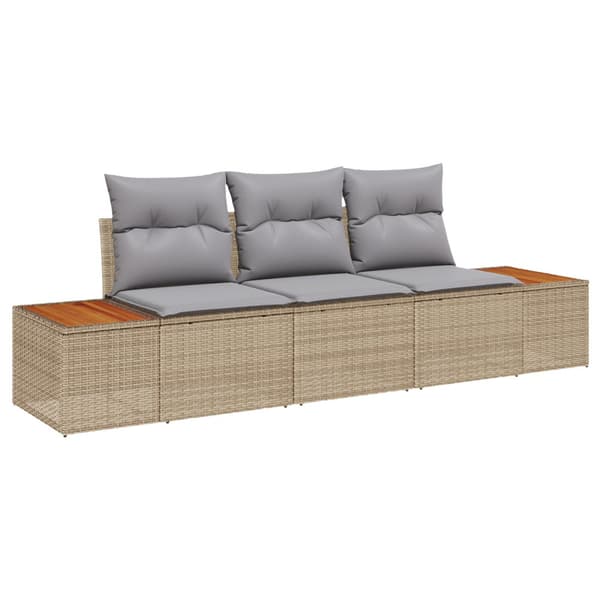 Trädgårdsoffset med kudde 3 pcs Beige konstrotting