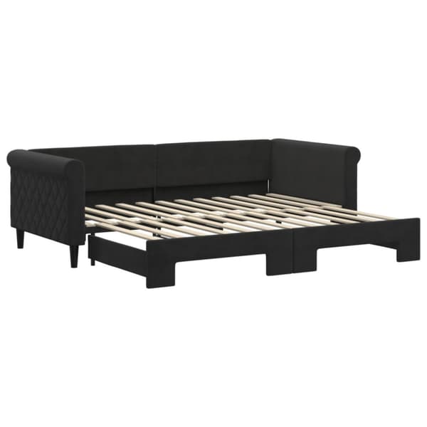 Dagbädd utdragbar svart 90x200 cm sammet