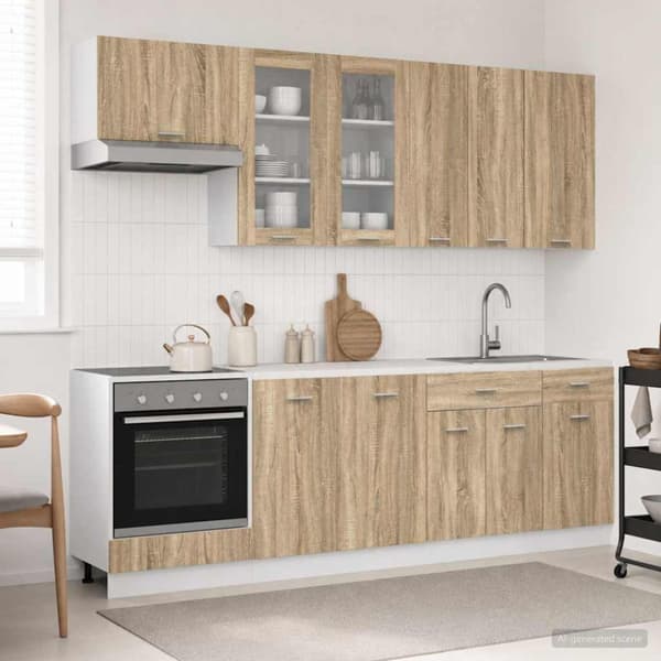Köksenhet LYON 8 pcs Sonoma-ek Konstruerat trä