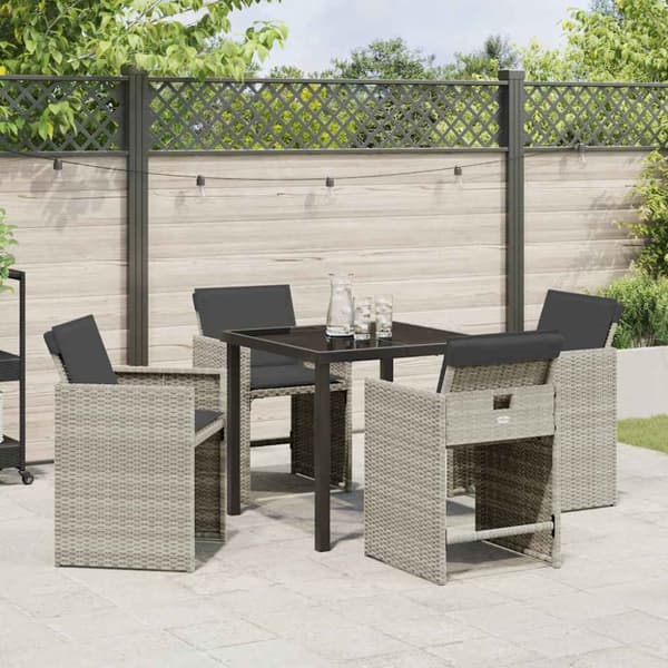 Trädgårdsmöbelset 5 pcs Ljusgrå konstrotting