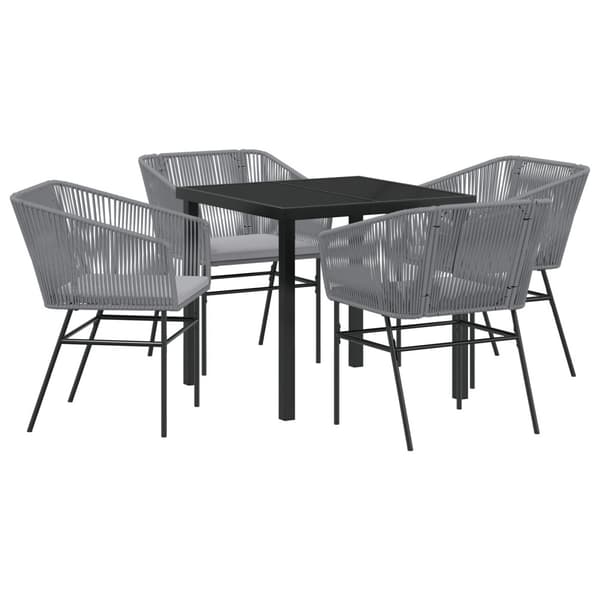 Trädgårdsmöbelset med kudde 5 pcs Grå Pulverlackerat stål