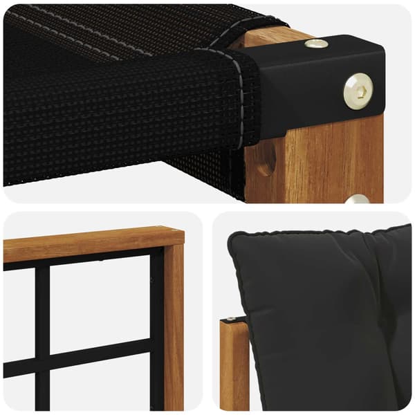 Utomhussoffset med kudde 4 pcs Naturlig och svart