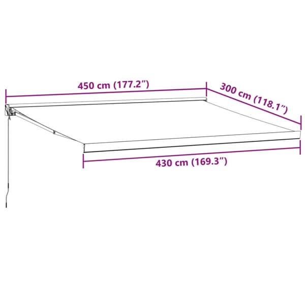 Markis manuellt infällbar vinröd 450x300 cm