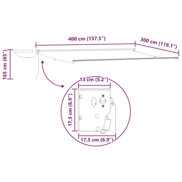 Elektrisk Retraktabel Markis Vit 4 × 3 m