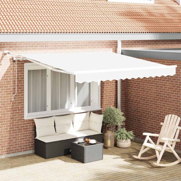 Utfällbar markis Vit 350 x 250 cm Polyester och metall
