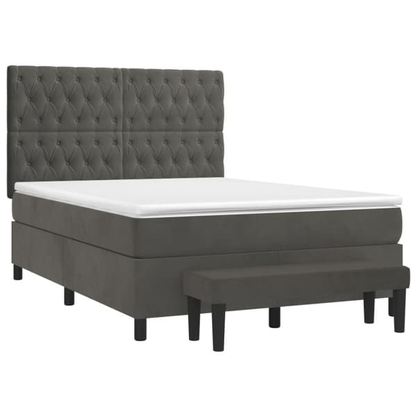 Ramsäng med madrass mörkgrå 140x190 cm sammet