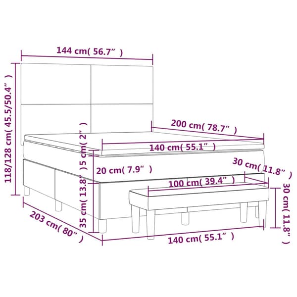 Ramsäng med madrass mörkblå 140x200 cm sammet