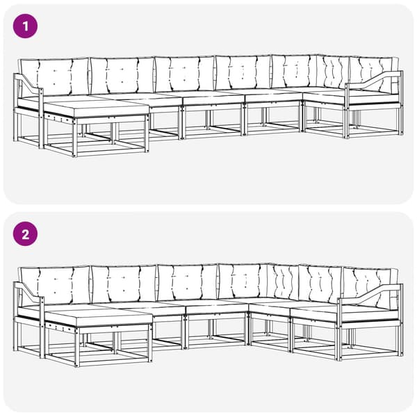 Utomhussoffset med kudde 7 pcs Vit och grädde