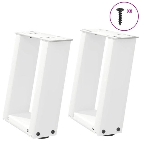 Soffbordsben U-formade 2 st vita 30x(30-31) cm stål