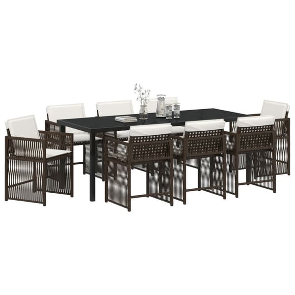 Trädgårdsmöbelset 9 pcs Brun konstrotting