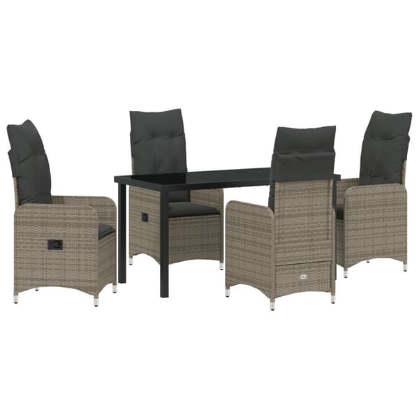 Trädgårdsmöbelset 5 pcs Grå konstrotting
