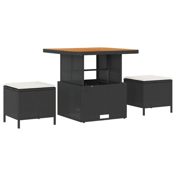 Trädgårdsoffset med kudde 8 pcs Svart Poly rattan